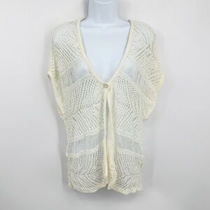 Route 66 Vintage Y2K Cream Sweater Cardigan Size Medium Boho Coquette Fairycore